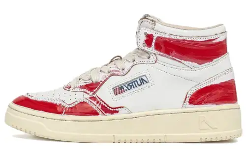 AUTRY Medalist Leather High top Skateboard Shoes Women's White Red