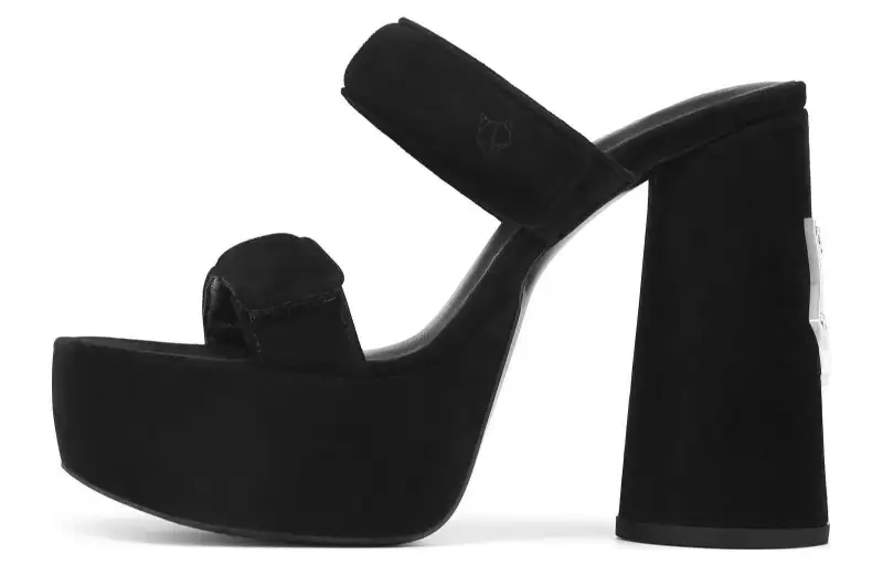 Naked Wolfe Diamond Suede One Strap Sandals Women's Black