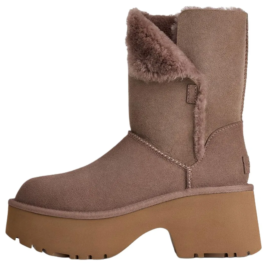 UGG Classic Novelty Esmee Cow Split Leather Thermal Fleece Lined, Versatile Vintage Short Mid Calf Snow Boots Women's