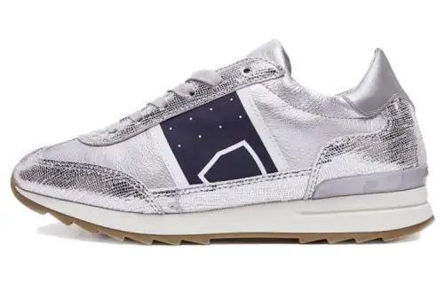 PHILIPPE MODEL Cow Leather Low top Sports Casual Shoes Women's Silver