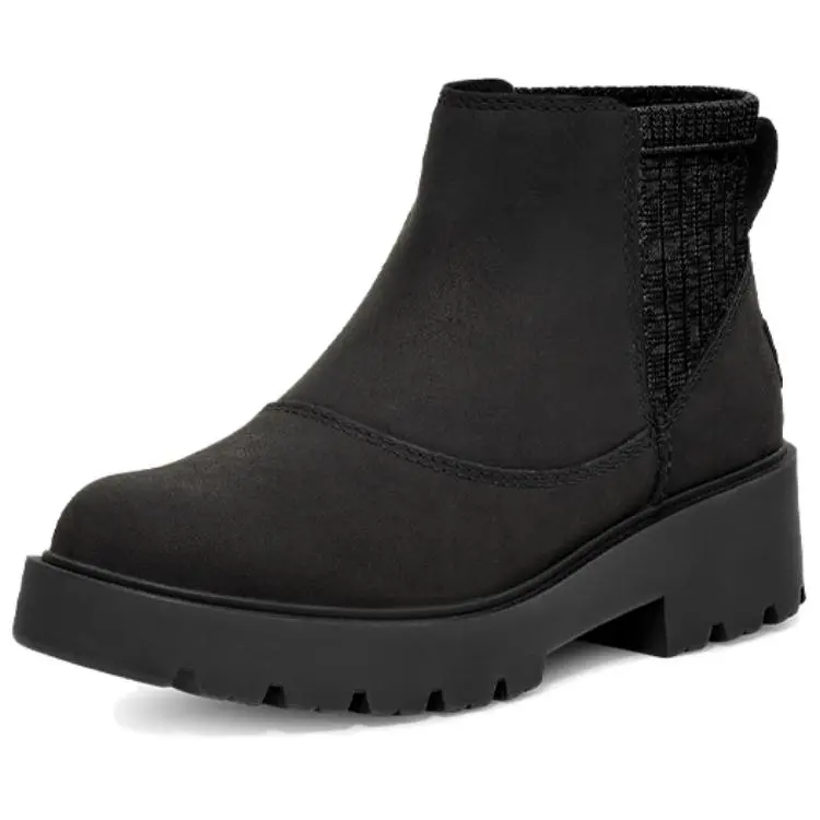 UGG Cow Leather Short Chelsea Boots Women's Black