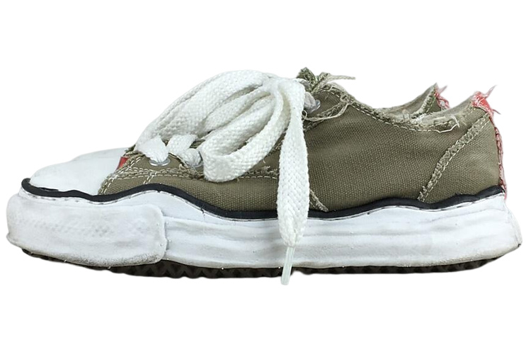 Nigel Cabourn x MIHARA YASUHIRO Canvas Stylish Skateboarding Shoes Unisex Green Distressed