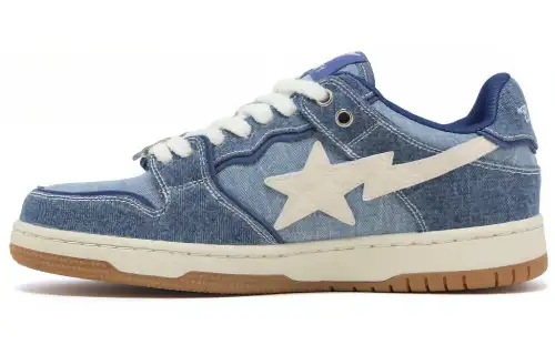 A BATHING APE ROAD STA Leather Abrasion Resistant Low top Skateboard Shoes Women's Blue
