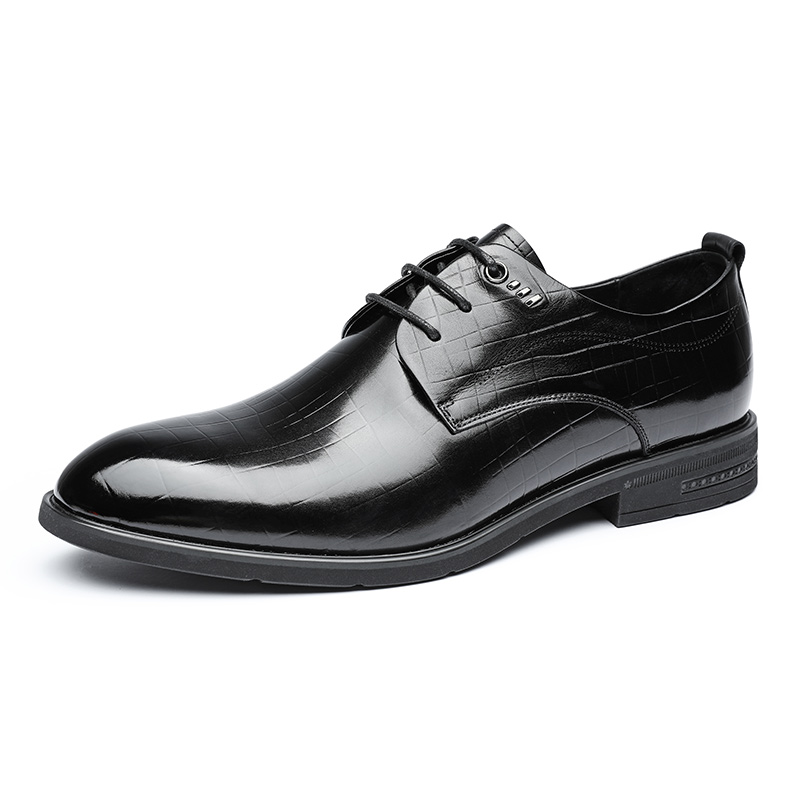 Qiao Nai British Business Lace Derby Formal Leather Shoes Men's Black