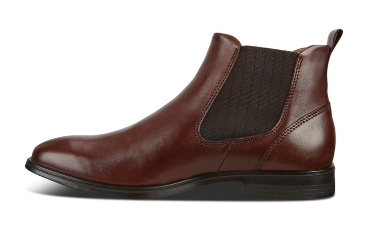 Ecco Ink Book Top Grain Cow Leather Ankle Length Chelsea Boots Men's Brown