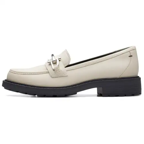 Clarks Cow Leather Loafers 3cm Women's White