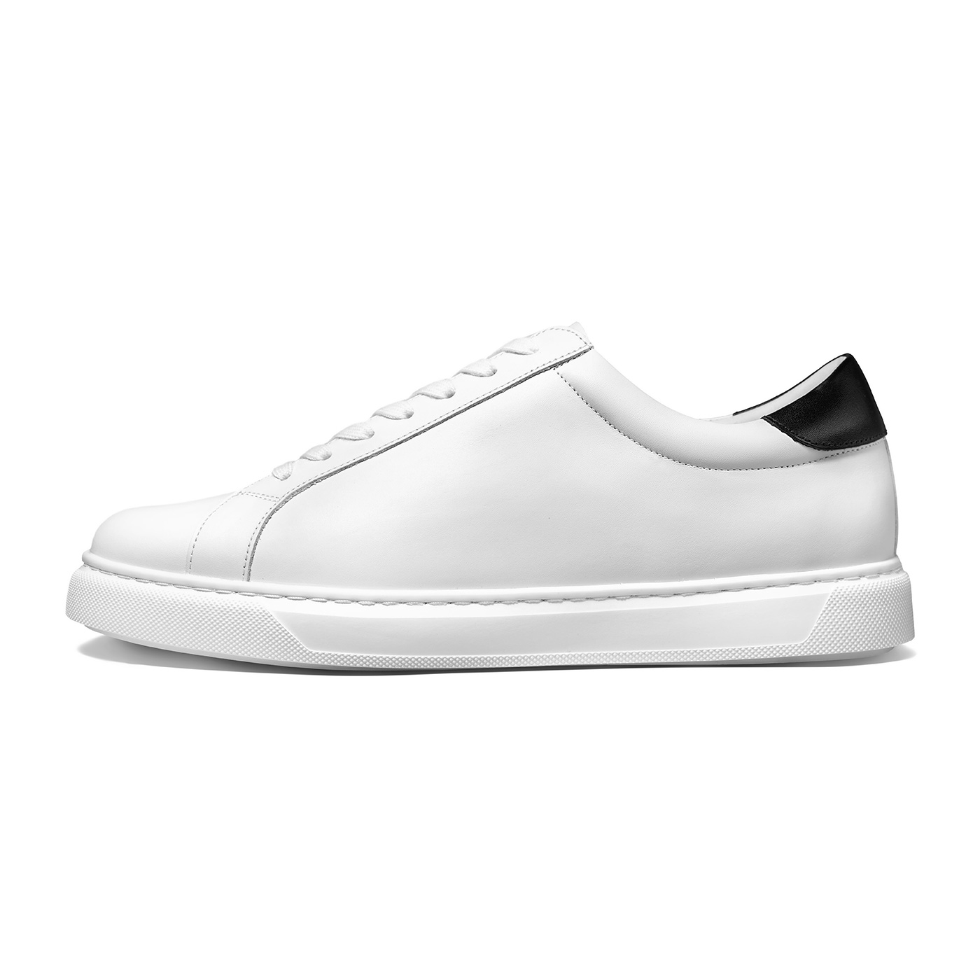 THOM WILLS Casual Versatile Calfskin White Sneakers Low top Skateboard Shoes Men's White
