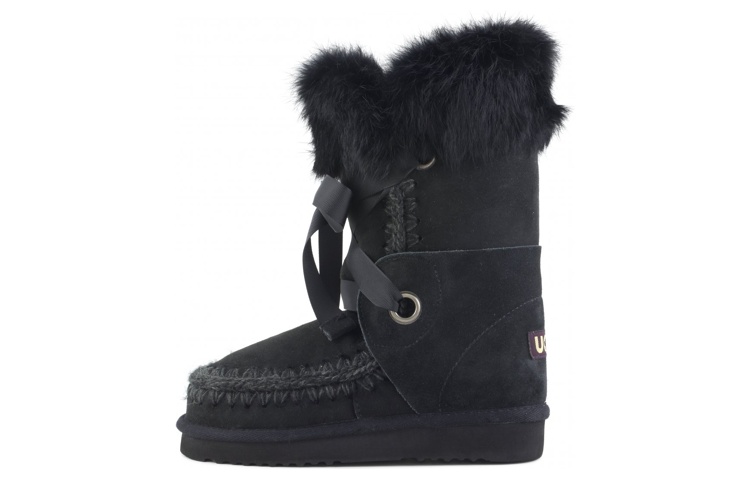 MOU Sheepskin Thermal Fashion Ankle Boots Women's Black