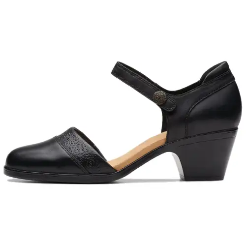 Clarks Leather Block Heel High Heels 5.5cm Women's Black