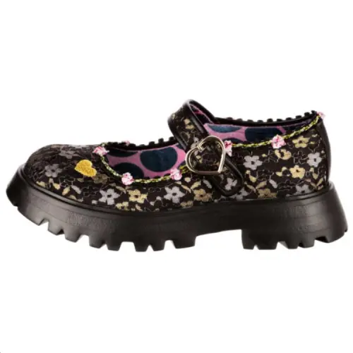 IRREGULAR CHOICE Pu Chunky Heel Mary Jane Shoes 3.6cm Women's Black