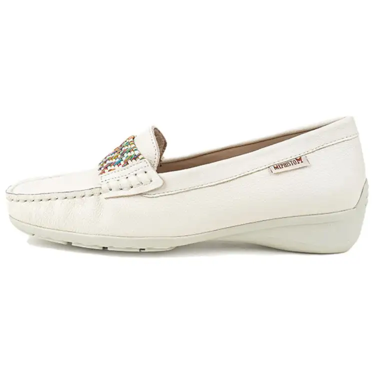 MEPHISTO Leather Loafers 3cm Women's Beige