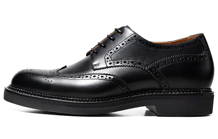 THOM WILLS Brogue carved calfskin derby shoes British business handmade formal leather shoes men's black
