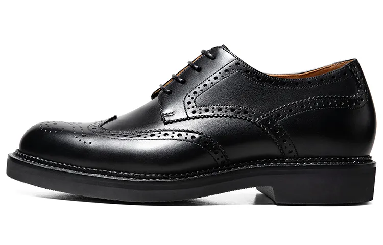 THOM WILLS Brogue carved calfskin derby shoes British business handmade formal leather shoes men's black