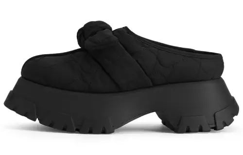 CHARLES&KEITH Fabric 5.9cm Casual Slippers Women's Black
