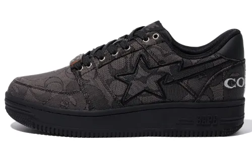 COACH x A BATHING APE STA Low top Stylish Skateboarding Shoes Women's Black