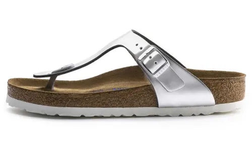 Birkenstock Gizeh Softbed Metallic Silver Women's