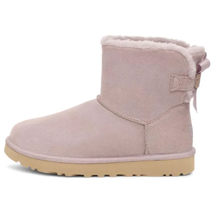 UGG Slip Resistant Fleece Lined, Fashion Minimalist Style Short Snow Boots Women's Light Smokey