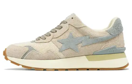 A BATHING APE BAPE X HIGHSNOBIETY Cow Leather Low top Casual Shoes Women's Light Umber