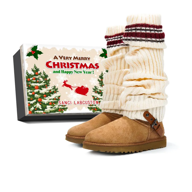 UGG CLASSIC MINI Short Snow Boots Women's Brown White Red Box