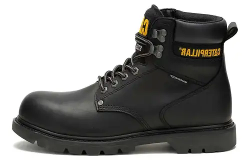 CAT Leather Slip Resistant Abrasion Resistant Short Combat Boots Men's Black