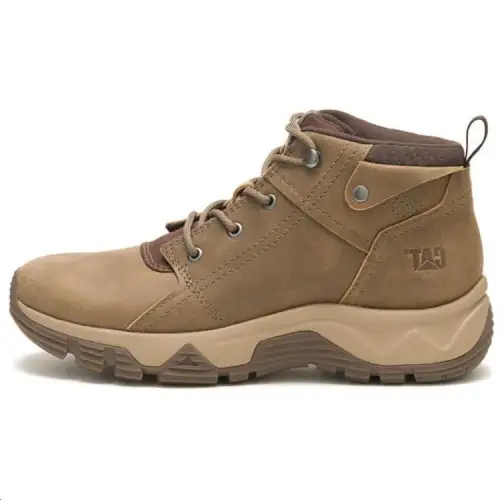 CAT Detours Chukka Yellow Boots Thermal Abrasion Resistant Height Increasing Outdoor Boots Men's Brown