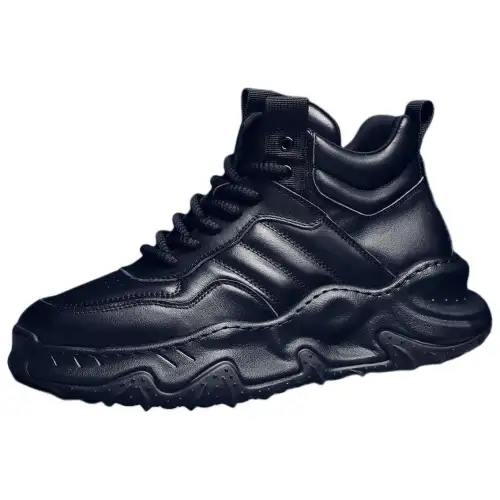 JANE HARLOW Top Grain Cow Leather High top Casual Shoes Men's Black