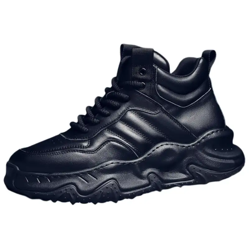 JANE HARLOW Top Grain Cow Leather High top Casual Shoes Men's Black