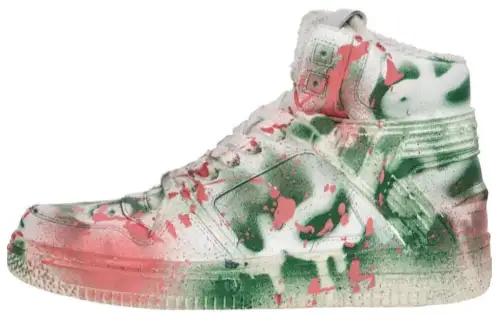 PHILIPPE MODEL Leather Abrasion Resistant High top Skateboard Shoes Women's White Green Pink