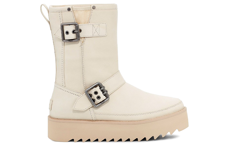 Женские ботинки UGG Classic Rebel Biker Short (бежевые) — фото 2