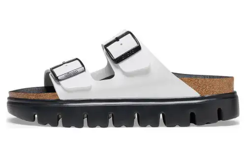 Birkenstock Synthetic Leather Soft And Comfortable Slide Slippers 30mm Women's White