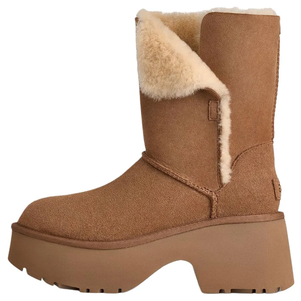 UGG Classic Novelty Esmee Cow Split Leather Thermal Fleece Lined, Fashion Comfortable Snow Boots Women's Chestnut