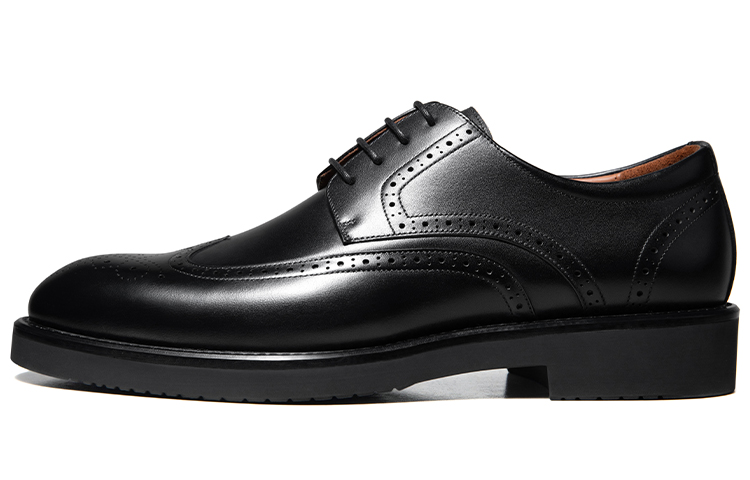 Zuti British business calfskin derby shoes commuting versatile block formal leather shoes men's black