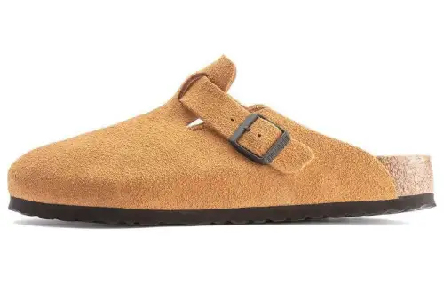 Birkenstock Suede Closed Toe Slippers Men's Cork Brown Narrow