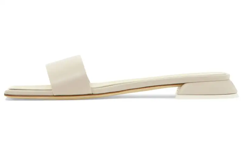 3JUIN Leather Square Toe Stylish Sandal Women's White
