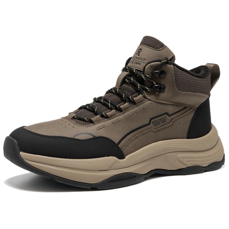 Montagut Cow Split Leather Cushioning Slip Resistant Cushioning Slip Resistant Mid top Hiking Shoes Men’s