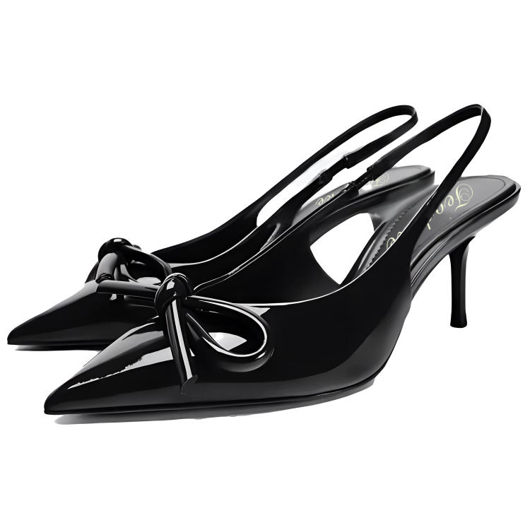 Feo Dvke Iron Duke, microfiber leather, pointed toe, fashionable and elegant, temperamental and sexy bow, versatile, stiletto heels, 7cm women, gift box
