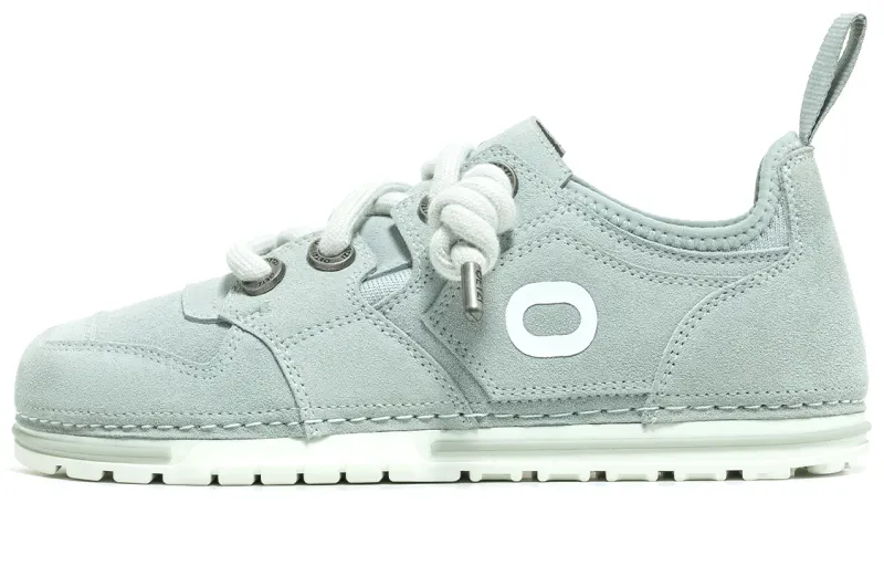 OETZI Cow Suede Low top Skateboard Shoes Unisex Gray Blue