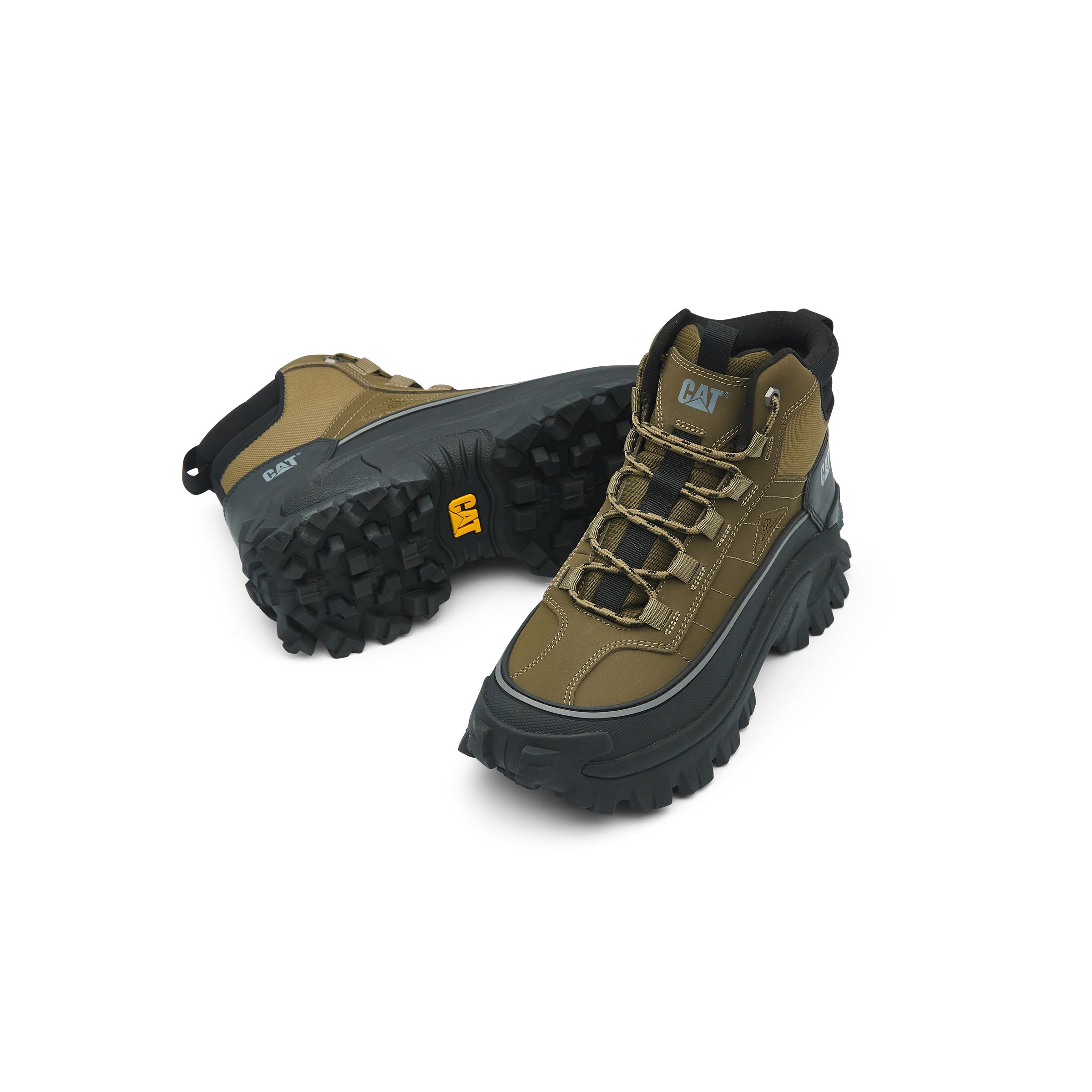 CAT Fabric Slip Resistant Abrasion Resistant Mid top Outdoor Shoes Unisex Dark Green