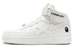 A BATHING APE STA Leather Mid top Stylish Skateboarding Shoes Women's White