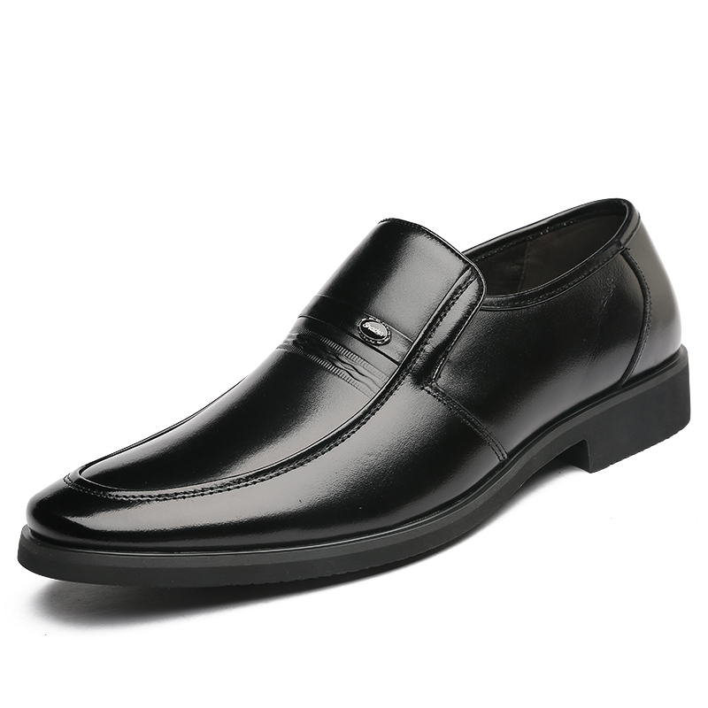 Captain Illy first-layer cowhide, fashionable and versatile, formal leather shoes, men's black