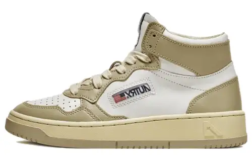 AUTRY Leather High top Skateboard Shoes Men's Mud Brown White