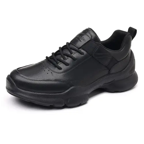 Mulinsen first-layer cowhide black warrior slip-on outdoor sports business formal wear soft wear-resistant breathable light and height-increasing low-cut lifestyle shoes men's black