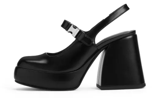 CHARLES&KEITH Small Ck Pu One Strap Sandals 9.8cm Women's Black/Blue