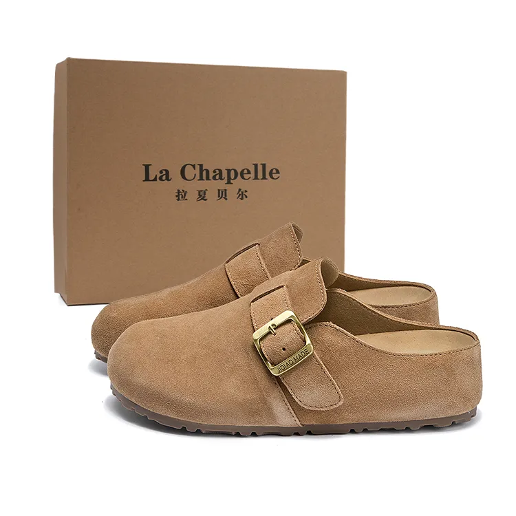 La Chapelle Closed Toe Birkenstock Slippers Women's Brown