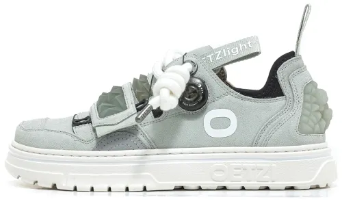 OETZI Ice Man Oz Cow Split Leather Lightweight Low top Skateboard Shoes Unisex Gray Green
