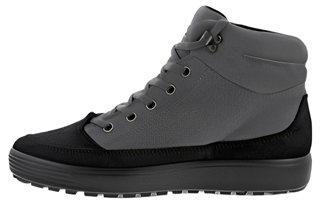 Ecco Aibu Rouku No. 7 Winter II Series Cow Leather Warm Anti-Slip High Top Casual Sports Shoes Men's Black Gray