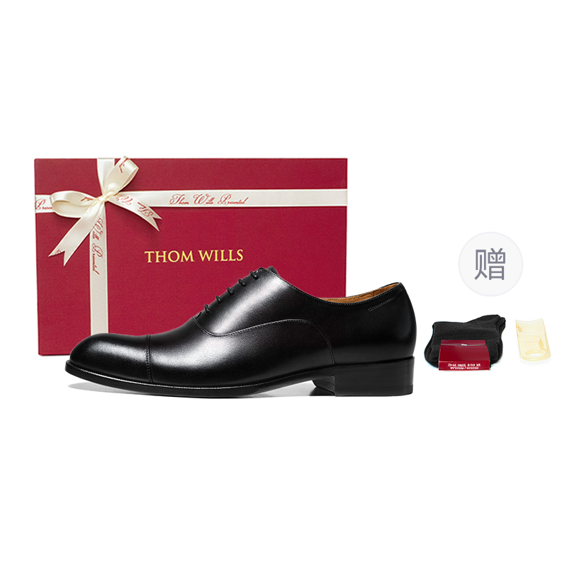 THOM WILLS British Style Calfskin Oxford Shoes Old Money Style Dress Shoes Men's Black