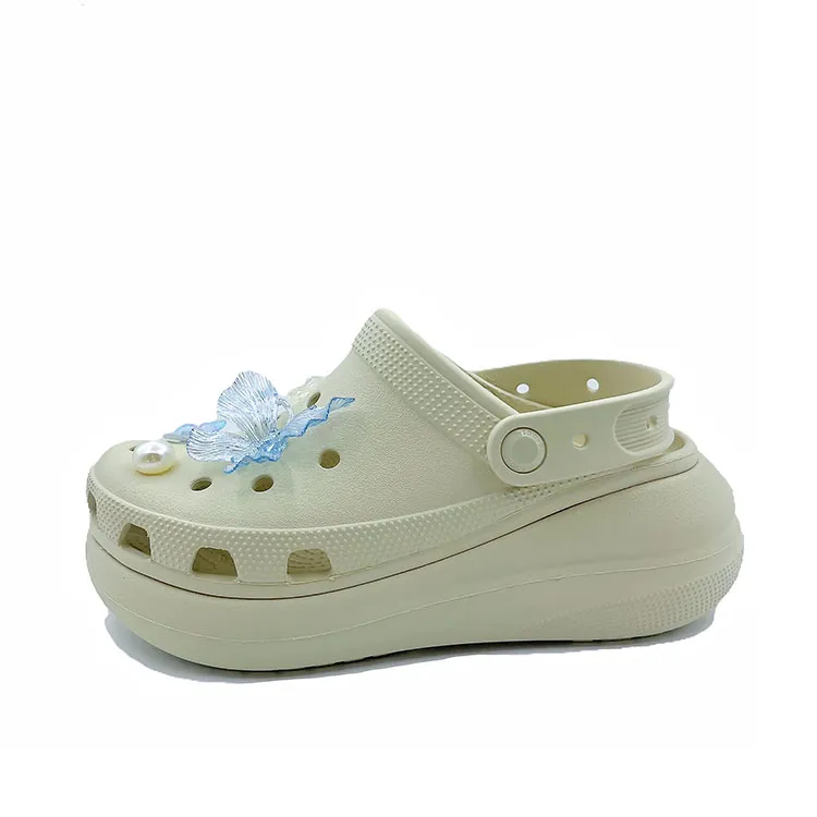 Crocs Crush Clog Cheese Butterfly, Beach, Casual Travel, Niche, Cute EVA Clogs Unisex White
