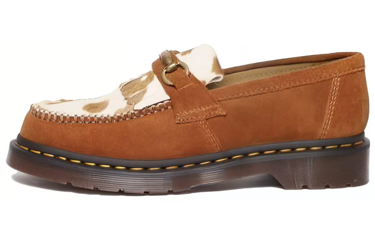Dr. Martens Dr.Martens Adrian Snaffle Hair On Cow Print Kiltie Loafers 'Pecan Brown'