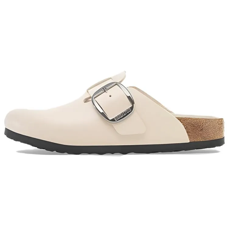 Birkenstock Boston Fashion Trend EVA Abrasion Resistant Closed Toe Slippers Women's Mother Of Pearl White